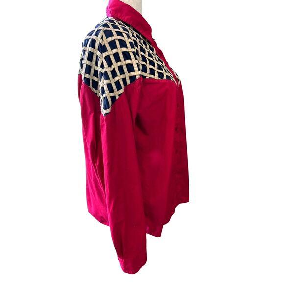 Vtg 90s Ozark Mountain Cowgirl Western Big Yoke Hot Pink Southwestern Shirt 20W - Picture 4 of 12